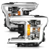 ANZO 18-19 Ford F-150 Projector Headlights w/Plank Style Switchback Chrome w/Amber - 111399
