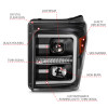 ANZO 2011-2016 Ford F250 Projector Headlights w/ Plank Style Switchback Black w/ Amber - 111406