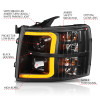 ANZO 07-13 Chevrolet Silverado 1500 Plank Style Projector Headlights Black w/ Amber - 111410