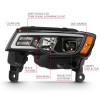 ANZO 2017-2018 Jeep Grand Cherokee Projector Headlights w/ Plank Style Switchback - Black w/ Amber - 111418