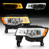 ANZO 2017-2018 Jeep Grand Cherokee Projector Headlights w/ Plank Style Switchback - Chrome w/ Amber - 111419