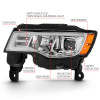 ANZO 2017-2018 Jeep Grand Cherokee Projector Headlights w/ Plank Style Switchback - Chrome w/ Amber - 111419