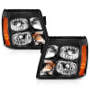ANZO 2003-2006 Cadillac Escalade Crystal Headlight Black Amber - 111423