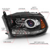 ANZO 2009-2018 Dodge Ram 1500 Projector Plank Style Switchback H.L Halo Black Amber (OE Style) - 111439