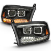 ANZO 2009-2018 Dodge Ram 1500 Projector H.L. Switchback Black Amber - 111441