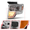 ANZO 2009-2014 Ford F-150 Projector Headlight Chrome Amber - 111446