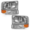 ANZO 2000-2004 Ford Excursion Crystal Headlight w/ Corner Light Chrome Amber (w/o Bulb) - 111458
