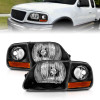 ANZO 1997-2003 Ford F150 Crystal Headlight Black w/ Parking Light - 111460