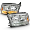 ANZO 2009-2018 Dodge Ram 1500 Led Projector Plank Style Switchback H.L Halo Chrome Amber (OE Style) - 111465