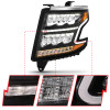 ANZO 15-20 Chevy Tahoe/Suburban LED Light Bar Style Headlights Black w/Sequential w/DRL w/Amber - 111478