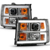 ANZO 2007-2013 Gmc Sierra 1500 Projector Headlight Plank Style Chrome w/ Clear Lens Amber - 111483