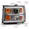 ANZO 2007-2013 Gmc Sierra 1500 Projector Headlight Plank Style Chrome w/ Clear Lens Amber - 111483