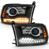 ANZO 2009-2018 Dodge Ram 1500 Projector Headlights Plank Style Halo w/Switchback Matte Black - 111489