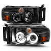 ANZO 2002-2005 Dodge Ram 1500 Projector Headlights w/ Halo Black Clear Amber - 111490