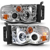 ANZO 2002-2005 Dodge Ram 1500 Projector Headlights w/ Halo Chrome Clear Amber - 111491