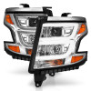 ANZO 2015-2020 Chevy Tahoe Projector Headlights Plank Style Chrome w/DRL - 111493