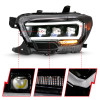 ANZO 2016-2018 Toyota Tacoma LED Projector Headlights Plank Style Black w/ Amber - 111496