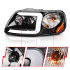 ANZO 1997-2003 Ford F-150 Projector Headlights w/ Light Bar Black Housing - 111503