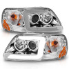 ANZO 1997-2003 Ford F-150 Projector Headlights w/ Light Bar Chrome Housing - 111504