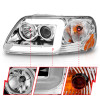 ANZO 1997-2003 Ford F-150 Projector Headlights w/ Light Bar Chrome Housing - 111504