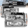 ANZO 88-98 Chevrolet C1500 Crystal Headlights Chrome w/ Signal and Side Marker Lights - 111506
