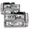 ANZO 88-98 Chevrolet C1500 Crystal Headlights Chrome w/ Signal and Side Marker Lights - 111506