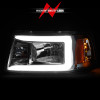 ANZO 2001-2011 Ford Ranger Crystal Headlights w/ Light Bar Chrome Housing - 111512