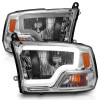 ANZO 2009-2018 Dodge Ram 1500/ 2500/ 3500 Crystal Headlights w/ Light Bar Chrome Housing - 111516