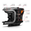 Anzo 18-20 Ford F-150 Full Led Projector Light Bar Headlights Black Amber - 111519