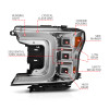 Anzo 18-20 Ford F-150 Full Led Projector Light Bar Style Headlights - Chrome Amber - 111521