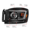 Anzo 06-09 Dodge RAM 1500/2500/3500 Headlights Black Housing/Clear Lens (w/ Light Bars) - 111524