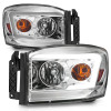 Anzo 06-09 Dodge RAM 1500/2500/3500 Headlights Chrome Housing/Clear Lens (w/ Light Bars) - 111525