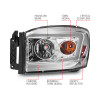 Anzo 06-09 Dodge RAM 1500/2500/3500 Headlights Chrome Housing/Clear Lens (w/ Light Bars) - 111525
