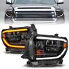 ANZO 2014-2017 Toyota Tundra LED Crystal Headlights w/ Switchback Black Housing w/ DRL - 111531