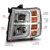ANZO 2007-2013 Chevrolet Silverado 1500 Projector w/ Light Bar Chrome Housing w/ Sequential - 111546