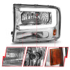 ANZO 99-04 Ford F250/F350/F450/Excursion (excl. 99) Crystal Headlights - w/ Light Bar Chrome Housing - 111550