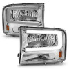ANZO 99-04 Ford F250/F350/F450/Excursion (excl. 99) Crystal Headlights - w/ Light Bar Chrome Housing - 111550
