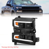 ANZO 19-22 Chevrolet Silverado 1500 LED Proj HL w/Lgt Bar SwBk Seq. Blk w/In. Light - Passenger Side - 111566-R