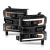 ANZO 19-22 Chevrolet Silverado 1500 LED Proj HL w/Lgt Bar SwBk Seq. Blk w/In. Light - Passenger Side - 111566-R