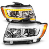 ANZO 11-13 Jeep Grand Cherokee (Factory Halogen Only) Projector Headlights w/Light Bar Swchbk Chrome - 111569