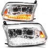ANZO 09-19 Dodge RAM 1500 / 10-18 2500/3500 LED Proj Headlights SeqSig Chrome - Pair - 111627A