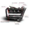 ANZO 19-24 RAM 1500 (New Body/OE Halogen) Full LED Proj Headlights DRL/SeqSig Black - Pass. Side - 111628A-R