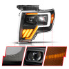 ANZO 09-14 Ford F-150 (Factory Halogen Model ONLY) Full LED Proj Headlights Init/SeqSig Black - Pair - 111629A