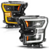 ANZO 15-17 Ford F-150 (Factory Halogen Model ONLY) Full LED Proj Headlights  Init/SeqSig Black- Pair - 111630A