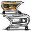 ANZO 19-23 Ford Ranger (Factory Halogen Model) Full LED Proj Headlights Init/DRL/SeqSig Black - Pair - 111632A