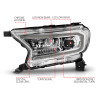 ANZO 19-23 Ford Ranger (Factory Halogen Models) Full LED Proj Headlights DRL/SeqSig Chrome - Pair - 111633A