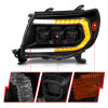 ANZO 05-11 Toyota Tacoma Full LED Proj Headlights White DRL/Init/SeqSig Black - Pair - 111640A