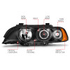 ANZO 1997-2001 BMW 5 Series Projector Headlights w/ Halo Black - 121017
