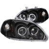 ANZO 1996-1998 Honda Civic Projector Headlights w/ Halo Black - 121068