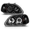 ANZO 1996-1998 Honda Civic Projector Headlights w/ Halo Black - 121068